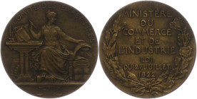 Medaillen Medaillen Ausland vor 1900
 Frankreich, Bronzemedaille (Dm. ca. 33mm, ca. 15,90g), 1822, von A. Patey. Av: sitzende weibliche Gestalt von v...