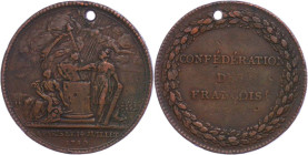 Medaillen Medaillen Ausland vor 1900
 Frankreich, Kupfermedaille (Dm 33 mm, 16,40g), 1740, unsigniert. Auf die französische Revolution. Av. Schwörend...