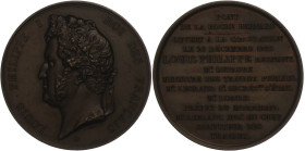 Medaillen Medaillen Ausland vor 1900
 Frankreich, Louis Philippe I., Bronzemedaille (Durchmesser ca. 51mm, 55,82g,1839), von Barre, auf die Brücke üb...