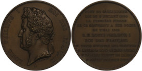 Medaillen Medaillen Ausland vor 1900
 Frankreich, Louis Philippe I., Bronzemedaille (Durchmesser ca. 52mm, 61,64g),1841, von Barre, auf die Pont Carc...