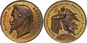 Medaillen Medaillen Ausland vor 1900
 Frankreich, Paris, Napoleon III., vergoldete Zinnmedaille (Dm. ca. 50,6mm, ca. 50,02g), 1867, von H. Ponscarme,...