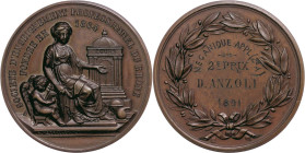 Medaillen Medaillen Ausland vor 1900
 Frankreich, Kupfermedaille (Dm. ca. 41mm, ca. 34,33g), 1891, von P. Metral Lyon. Av: sitzende weibliche Gestalt...