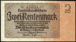 Banknoten Deutsche Reichsbanknoten 1874-1945
 Deutsche Rentenbank, 2 Rentenmark, 30.1.1937 (3 St.), Serien Ro. 167b, c, und F, Erh. I.