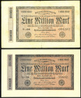 Banknoten Deutsche Reichsbanknoten 1874-1945
 2x 1 Mio. Mark, 25.7.1923, Kölner Provisorium, KN 6- stellig schwarz, FZ DK und BK, Ro. 93. Erh. I und ...