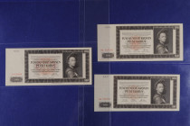 Banknoten Banknoten Deutsche Besetzung 2. Weltkrieg
 Nationalbank für Böhmen und Mähren 1942-44, Serie zu 500- 5000 Kronen, mit und ohne Perforation ...