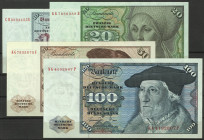 Banknoten Geldscheine Deutsche Bundesbank
 Deutsche Bundesbank, Serie BBk IA (Gemäldeserie) -1977 4 St.: 10, 20, 50 und 100 DM 1.6.1977, Ro. 275a, 27...