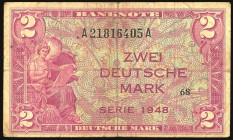 Banknoten Geldscheine Deutsche Bundesbank
 Bank deutscher Länder 1948-1949, 2 DM 1948. Serie A/A Ro. 234 a, 3 Stück. Erh. III.