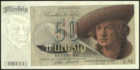 Banknoten Geldscheine Deutsche Bundesbank
 Bank deutscher Länder 1948-1949, 50 DM 9.12.1948, Franzosenschein, Serie L/ 2-stelliger Blockziffer 91, Ro...
