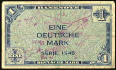Banknoten Geldscheine Deutsche Bundesbank
 Bank deutscher Länder 1948-1949, 1 DM 1948. Ohne KN und Serie, Ro. 232, P2a, 4 Stück. Erh. III.