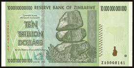 Banknoten Banknoten Afrika und Naher Osten
 Zimbabwe, Reserve Bank of Zimbabwe, 10 Trill. (10 000 000 000 000) Dollars 2008, Austauschnote Ser. Nr. Z...