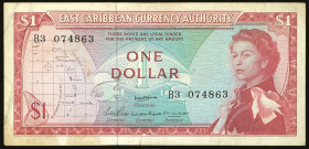 Banknoten Banknoten Mittelamerika und Karibikregion
 Organisation Ostkaribische Staaten, 1 Dollar o. D. (1965), P-13a, Sig. 2, Erh. II.