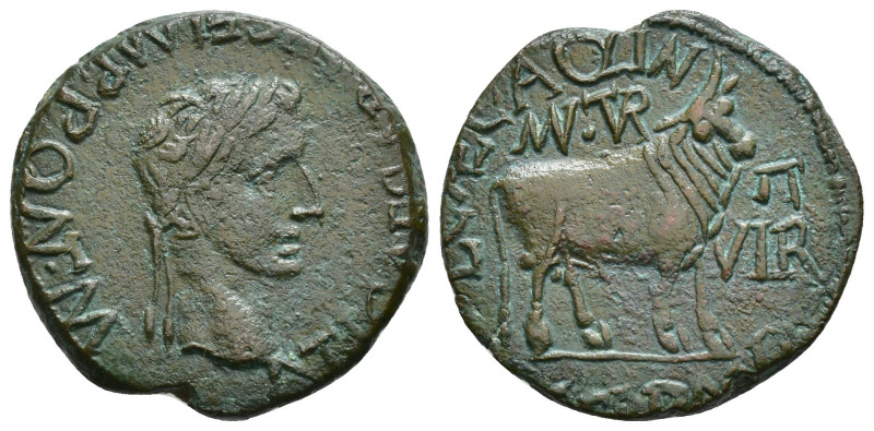 HISPANIA ANTIGUA. TURIASO. Tiberio. As. A/ Cabeza laureada a der.; TI CAESAR AVG...