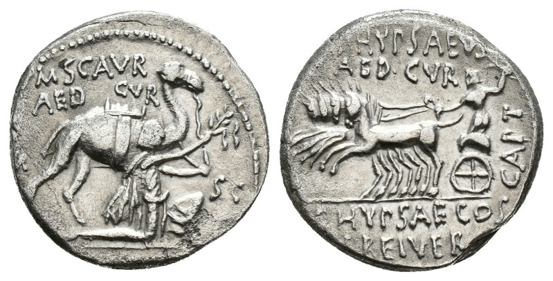 REPÚBLICA ROMANA. AEMILIA. M. Aemilius Scaurus y Pub. Plautius Hypsaeus. Denario...