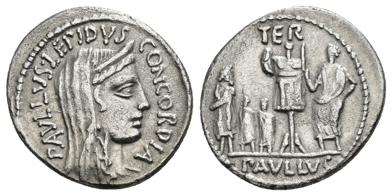 REPÚBLICA ROMANA. AEMILIA. Paulus Aemilius Lepidus. Denario. Roma (62 a.C.). A/ ...