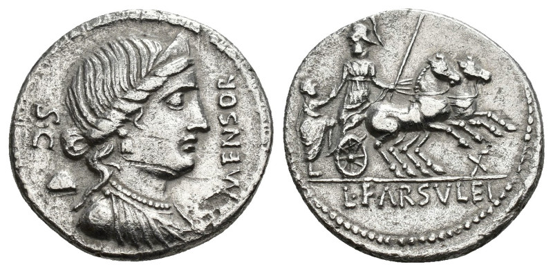 REPÚBLICA ROMANA. FARSULEIA. L. Farsuleius Mensor. Denario. Roma (75 a.C.). A/ B...