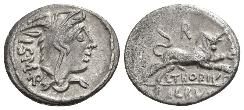 REPÚBLICA ROMANA. THORIA. L. Thorius Balbus. Denario. Norte de Italia (105 a.C.)...