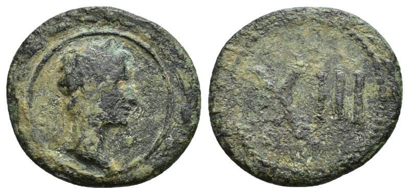 IMPERIO ROMANO. Época de Augusto. Tésera. A/ Cabeza laureada a der. dentro de lá...