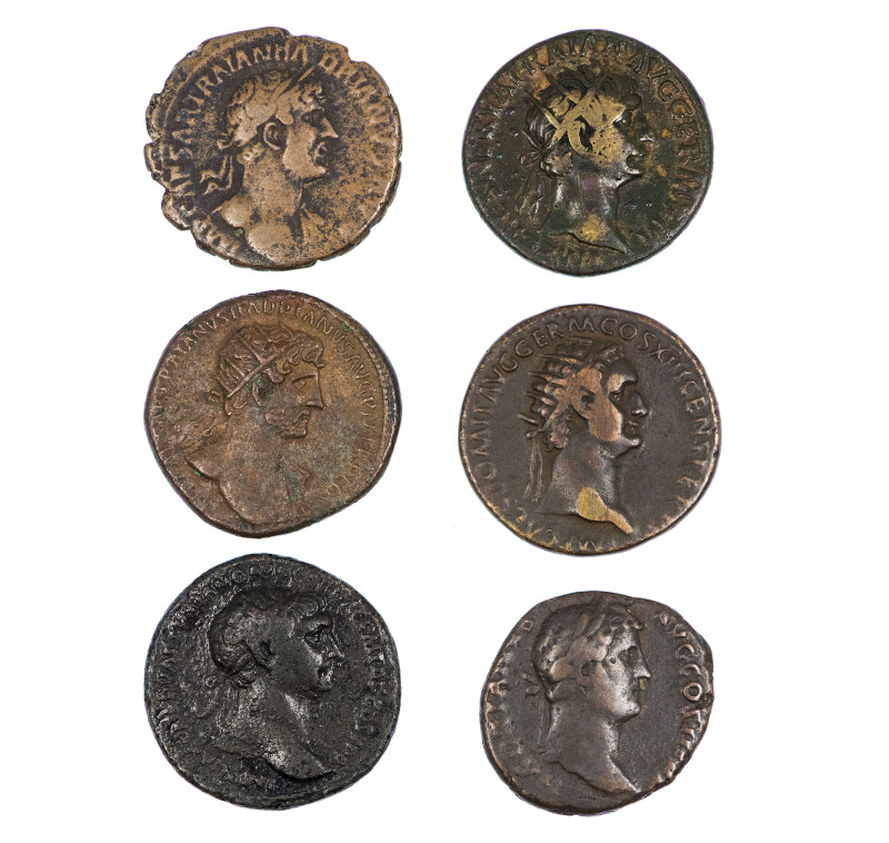 IMPERIO ROMANO. Lote de 6 piezas: 3 ases y 3 dupondios. Domiciano (1), Trajano (...