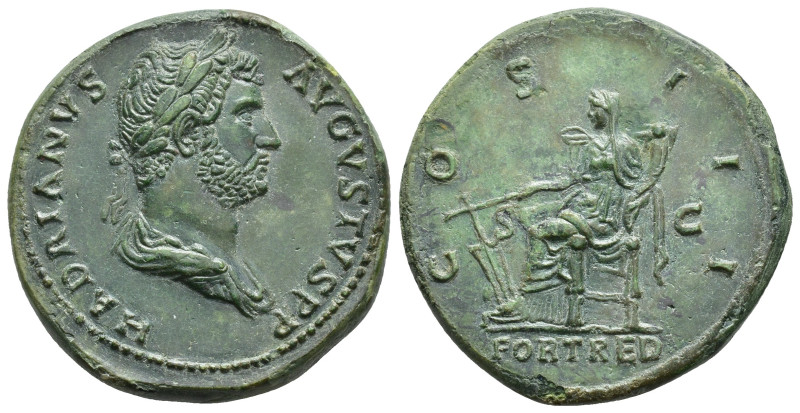 IMPERIO ROMANO. ADRIANO. Sestercio. Roma (128-129). A/ Busto laureado y drapeado...