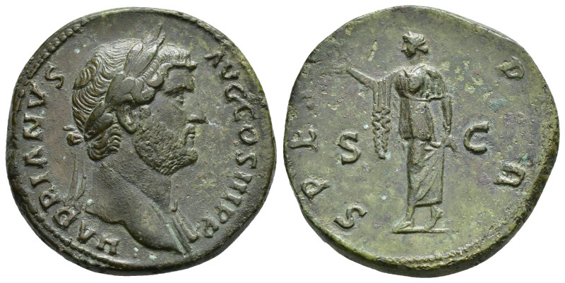 IMPERIO ROMANO. ADRIANO. Sestercio. Roma (137-138). A/ Cabeza laureada a der.; H...