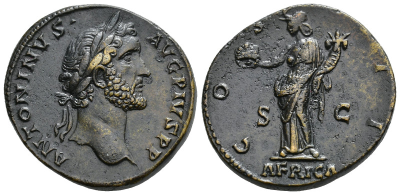 IMPERIO ROMANO. ANTONINO PÍO. Sestercio. Roma (139). A/ Cabeza laureada a der.; ...
