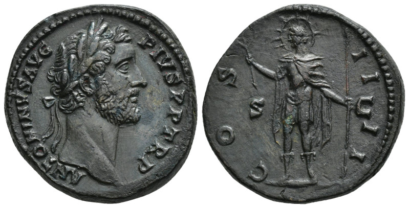 IMPERIO ROMANO. ANTONINO PÍO. Sestercio. Roma (145-161). A/ Cabeza laureada a de...