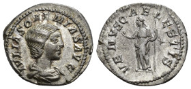 IMPERIO ROMANO. JULIA SOEMIAS (bajo Heliogábalo). Denario. Roma (218-222). A/ Busto drapeado a der.; IVLIA SOAEMIAS AVG. R/ Venus a izq. con manzana y...