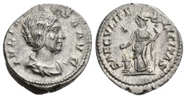 IMPERIO ROMANO. JULIA MAESA (bajo Heliogábalo). Denario. Roma (218-222). A/ Busto drapeado a der.; IVLIA MAESA AVG. R/ Felicitas a izq. con caduceo y ...