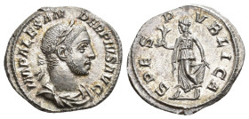 IMPERIO ROMANO. ALEJANDRO SEVERO. Denario. Roma (231-235). A/ Busto laureado y drapeado a der.; IMP ALEXANDER PIVS AVG. R/ Spes a izq. con flor y suje...