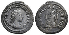 IMPERIO ROMANO. MACRIANO. Antoniniano. Antioquía (?) (260-261). A/ Busto radiado y drapeado a der.; IMP C FVL MACRIANVS P F AVG. R/ Roma sentada a izq...