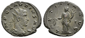 IMPERIO ROMANO. CLAUDIO II. Antoniniano. Siscia (268-270). A/ Busto radiado y drapeado a der.; IMP CLAVDIVS AVG. R/ Laetitia a izq. con corona y cornu...