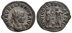 IMPERIO ROMANO. AURELIANO. Antoniniano. Siscia (270-275). A/ Busto radiado, drapeado y acorazado a der.; IMP AVRELIANVS AVG. R/ Júpiter a izq. dándole...