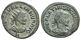 IMPERIO ROMANO. AURELIANO Y VABALATO. Antoniniano. Antioquía (270-275). A/ Busto radiado y acorazado a der.; IMP C AVRELIANVS AVG, debajo H. R/ Busto ...