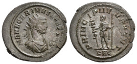 IMPERIO ROMANO. CARINO. Antoniniano. Roma (282-2834). A/ Busto radiado, drapeado y acorazado a der.; M AVR CARINVS NOBIL. R/ Carino en traje militar c...