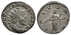 IMPERIO ROMANO. VICTORINO. Antoniniano. Ceca gala (269-271). A/ Busto radiado y acorazado a der.; IMP C VICTORINVS P F AVG. R/ Salus a der. alimentand...