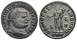 IMPERIO ROMANO. CONSTANCIO. Follis. Antioquía (300-301). A/ Cabeza laureada a der.; FL VAL CONSTANTIVS NOB CAES. K/G/V//ANT. R/ Genio a izq. con cornu...