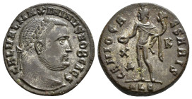 IMPERIO ROMANO. MAXIMINO DAYA. Follis. Alejandría (308). A/ Cabeza laureada a der.; GAL VAL MAXIMIANVS NOB CAES. R/ Genio a izq. con cornucopia y páte...