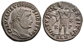 IMPERIO ROMANO. MAXIMINO DAYA. Follis. Alejandría (308-310). A/ Cabeza laureada a der.; GAL VAL MAXIMINVS NOB CAES. R/ Virtus a der. con lanza, escudo...