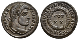 IMPERIO ROMANO. CONSTANTINO I. Follis. Siscia (321-324). A/ Cabeza laureada a der.; CONSTANTINVS AVG. R/ Láurea rodeando VOT/XX; D N CONSTANTINI MAX A...