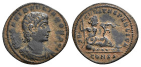 IMPERIO ROMANO. ANIBALIANO. Follis. Constantinopolis (336-337). A/ Busto drapeado y acorazado a der.; FL HANNIBALLIANO REGI. R/ El Eufrates recostado ...