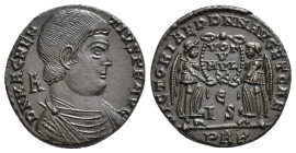 IMPERIO ROMANO. MAGNENCIO. Follis. Arelate (351-353). A/ Busto drapeado a der., detrás A; D N MAGNENTIVS P F AVG. R/ Dos victorias sosteniendo láurea ...