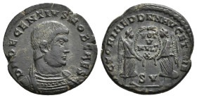 IMPERIO ROMANO. DECENCIO. Follis. Arelate (351-354). A/ Busto drapeado a der.; D N MAGNENTIVS P F AVG. R/ Dos victorias sosteniendo láurea con VOT/V/M...