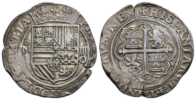 FELIPE II. 4 reales. S/F. México. Mº IIII, encima O. AR 13,87 g. 32,18 mm. AC-50...