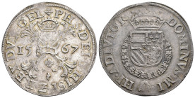 FELIPE II. Escudo de Borgoña. 1567. Nimega. AR 29,49 g. 40,96 mm. Vanhoudt-290NIJ. EBC-.