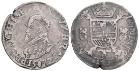 FELIPE II. Escudo Felipe. 1592. Amberes. AR 33,35 g. 42,82 mm. Vanhoudt-362AN. Pequeña grieta. MBC-.