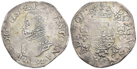 FELIPE II. Escudo Felipe. 1592. Tournai. AR 34,07 g. 43,36 mm. Vanhoudt-362TO. Vanos. MBC+.