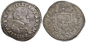FELIPE II. Escudo de plata (ducatón). 1585. Milán. AR 31,66 g. 43,07 mm. Crippa-13/C. MBC.
