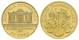 MONEDA EXTRANJERA. AUSTRIA. 25 euro. 2015. Filarmónica de Viena. AU 7,8 g. 22,05 mm. SC.
