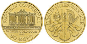 MONEDA EXTRANJERA. AUSTRIA. 50 euro. 2013. Filarmónica de Viena. AU 15,6 g. 28 mm. SC.
