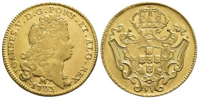 MONEDA EXTRANJERA. BRASIL. Juan V. 6400 reis (peça). 1733/2. Minas Gerais. M. AU 14,15 g. 31,88 mm. KM-135; Go-132.05. Pequeñas marcas y rebaba en anv...